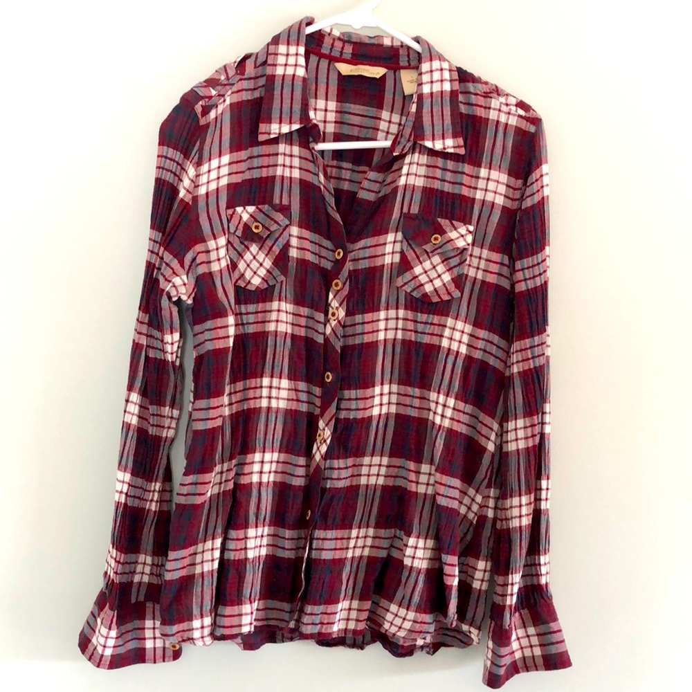 Red, white and blue long or 3/4 sleeve blouse